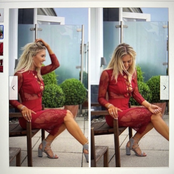 NBD Red Lace Dress - Picture 7 of 7